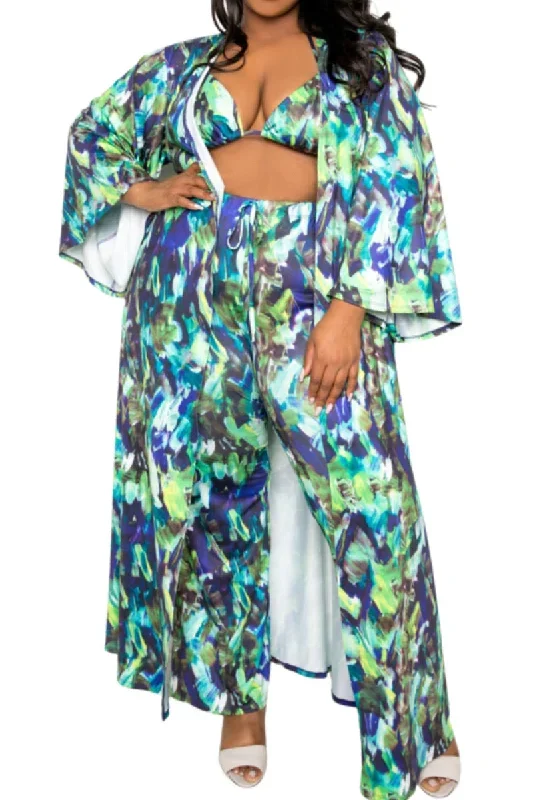 *Final Sale Plus Size 4-pc PlaySuit Set - Duster, Pants, Top, Bottoms