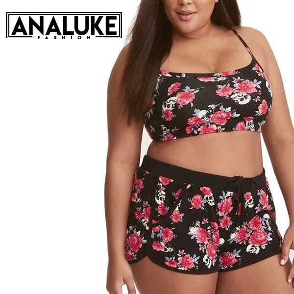 2018 Plus Size Printed Flower Swimwear