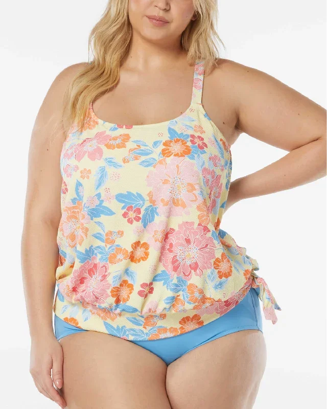 2023 Beach House Women's Plus Newport Floral Sarah Blouson Tankini Top - Hw98372