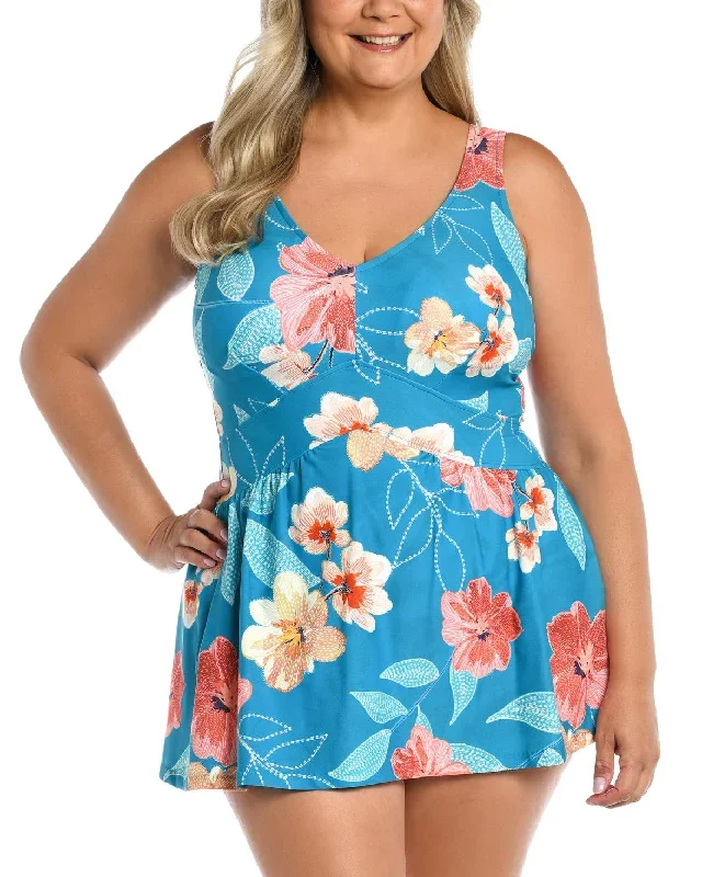 2023 Maxine of Hollywood Women's Plus Crafted Botanical Empire Swimdress - MW3CF40