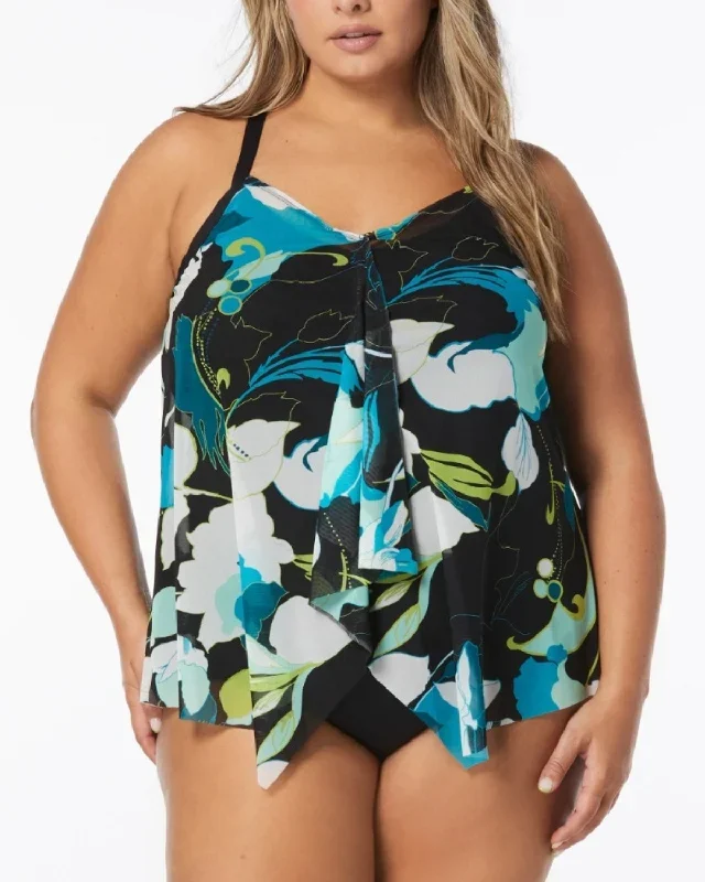 2024 Beach House Women's Plus Avalon Floral Kerry Mesh Underwire Tankini Top - Hw6c355