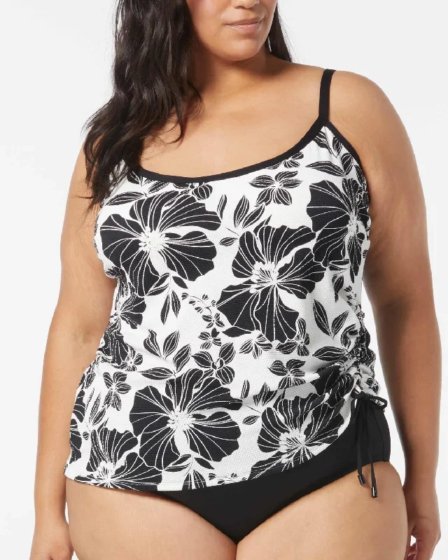 2024 Beach House Women's Plus Island Grid Bridget Shirred Side Underwire Tankini Top - Hw5a382