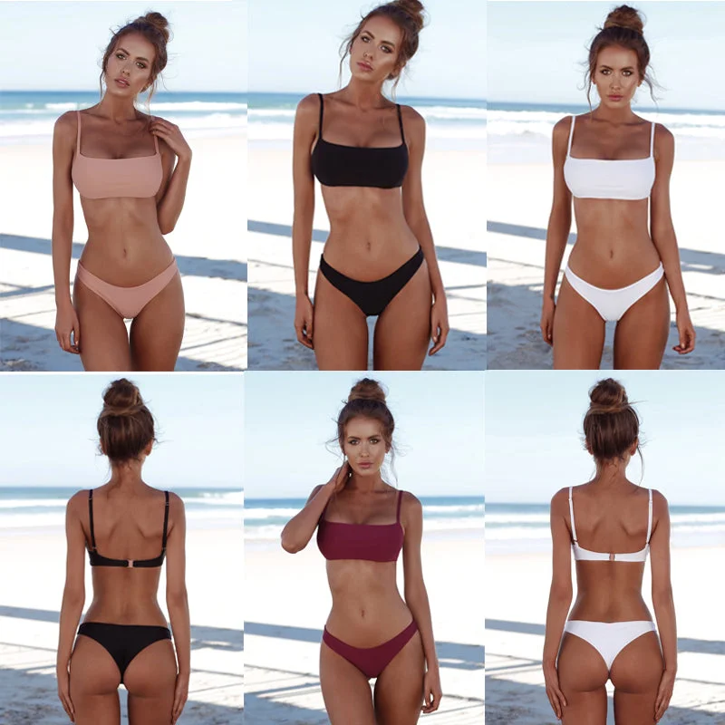 Bikini 2019 Woman Thong Bikinis Set Sexy Swimwear Micro Swim Suits Girls Biquinis Female Solid Swimsuit Bathing Suits