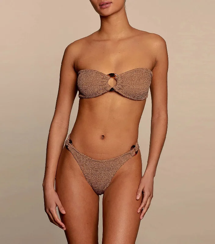 Hunza G: Gloria Bandeau Bikini Set - Metallic Cocoa