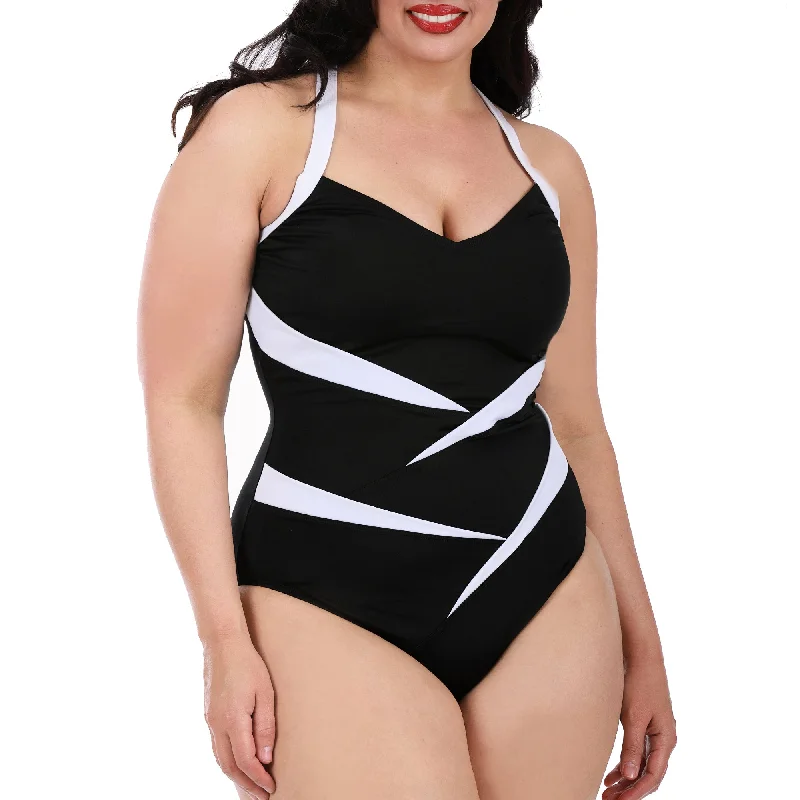 InstantFigure Plus Size Two-Tone One Piece Swimsuit 13306PC