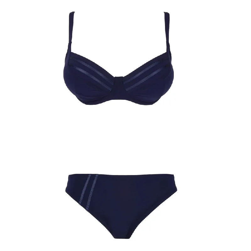 Lise Charmel 'Sporty Plage' Bikini Set with Wide Side Brief (Nuit Cobalt / Midnight Blue)