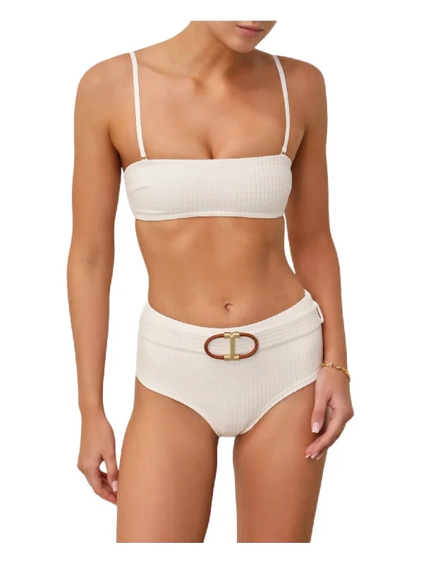 Alight Textured Boyleg Bikini Set In Ivory