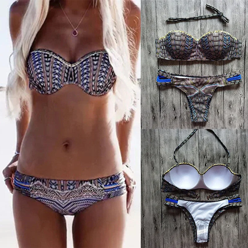 Sexy Headband Print Bikini Set