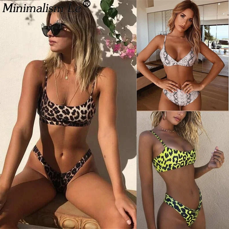 Sexy Leopard Print Bikinis Women Bikini Set Swimsuit High Cut Bathing Suit Swimwear Female Summer Brazilian Beachwear Biquini