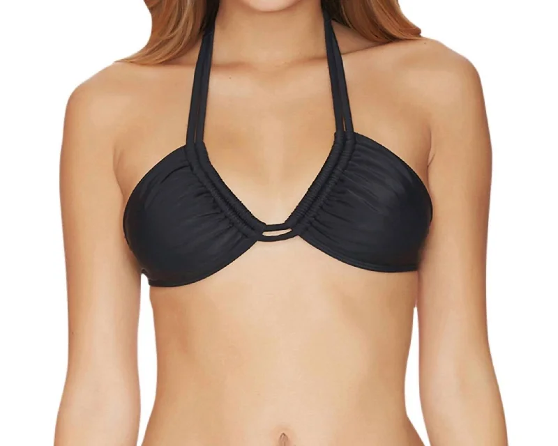 Two Way Halter Bikini Top In Black