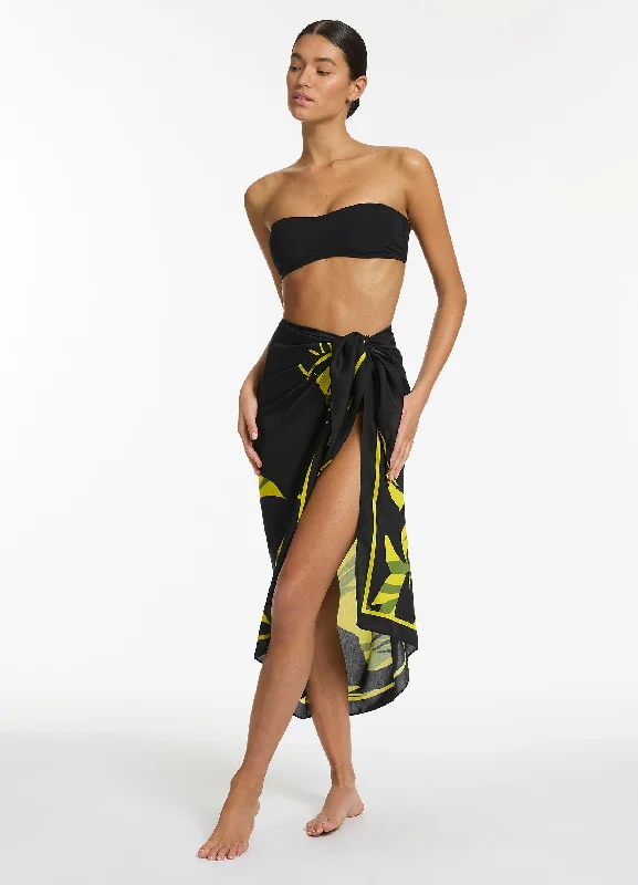 Shadow Palm Sarong - Black