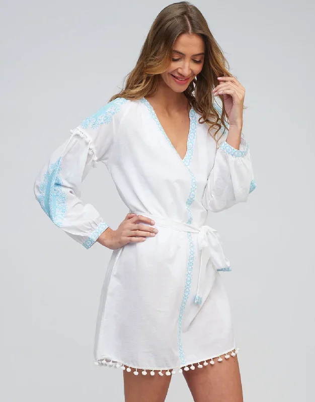 Amara Tunic - White and Light Blue