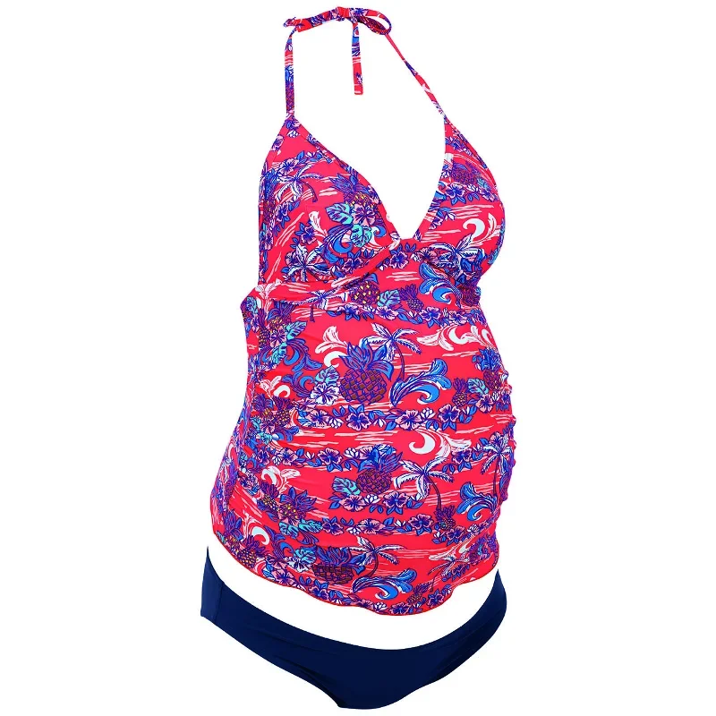 Kamaka Pineapple Print Maternity Tankini Swimsuit - Anita