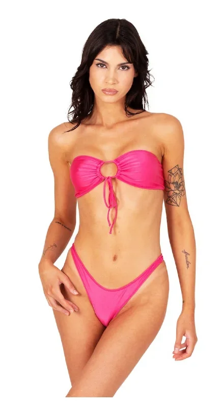 ARIA BANDEAU BIKINI TOP - HOT PINK