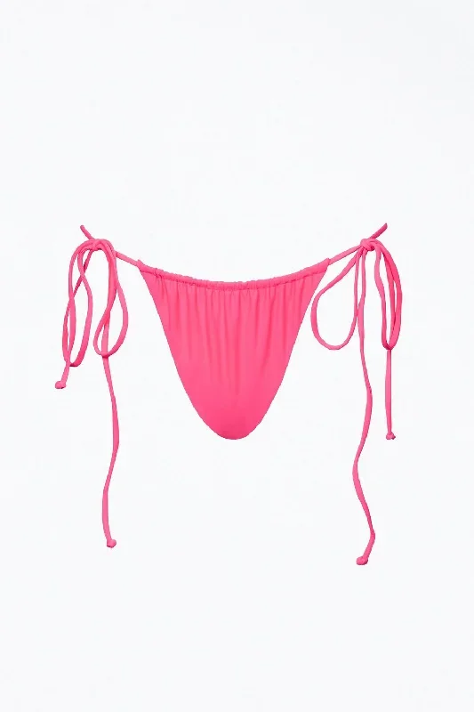 Barbados Ruched String Bikini Bottom In Eco Watermelon