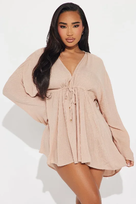 Breezy Nights Linen Swim Cover Up Dress - Taupe