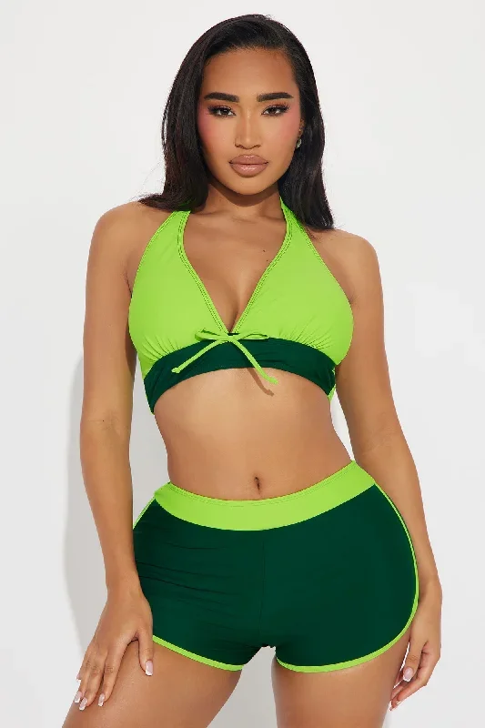 Carleta Boyshort 2 Piece Bikini - Green/combo