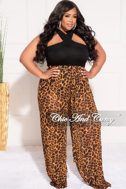 Final Sale Plus Size Mesh Pants in Animal Print