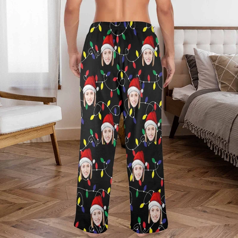 coral-fleece-pajama-trousers-custom-face-colored-light-bulbs-christmas-red-hat-warm-and-comfortable-sleepwear-long-pajama-pants-for-men-women