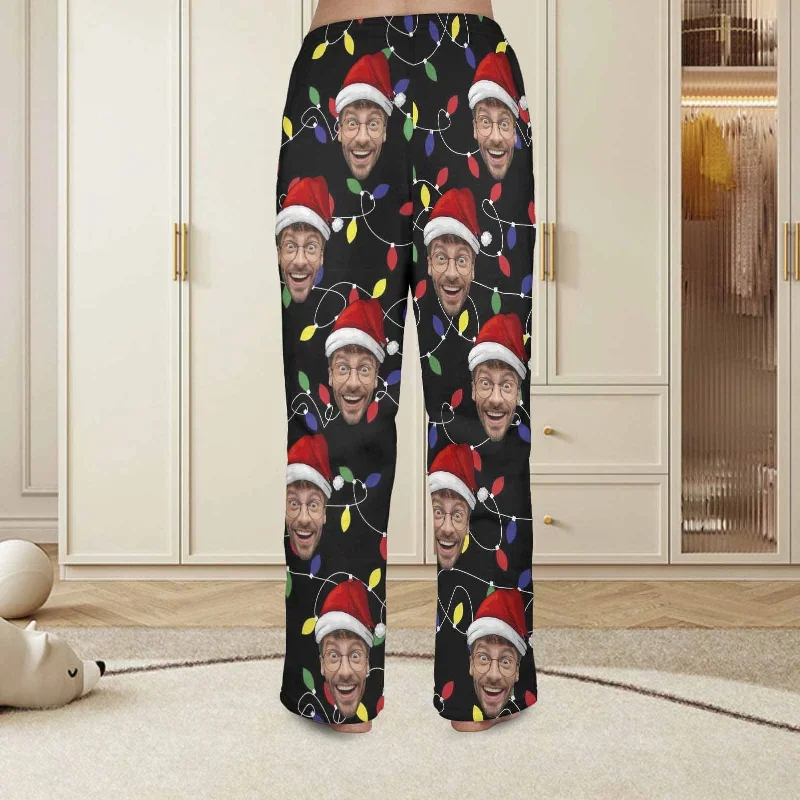 coral-fleece-pajama-trousers-custom-face-colored-light-bulbs-christmas-red-hat-warm-and-comfortable-sleepwear-long-pajama-pants-for-men-women