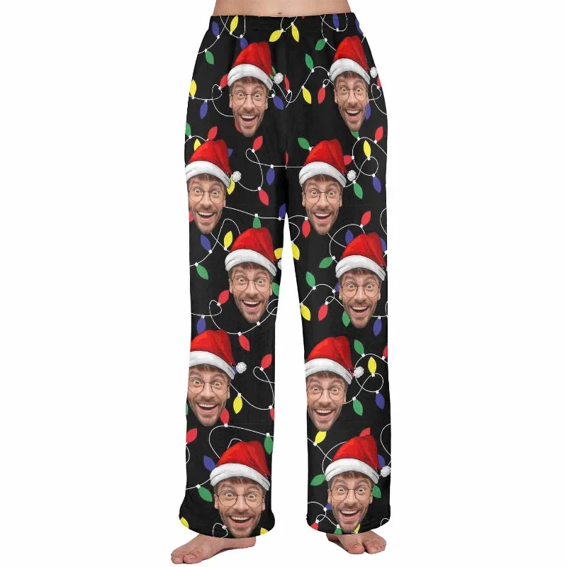 coral-fleece-pajama-trousers-custom-face-colored-light-bulbs-christmas-red-hat-warm-and-comfortable-sleepwear-long-pajama-pants-for-men-women