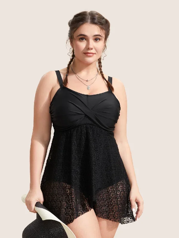 Crochet Lace Mesh Twist Swim Dress