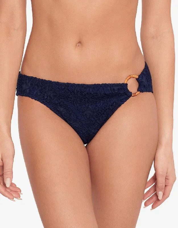 Crochet Rattan Ring Bikini Pant - Navy