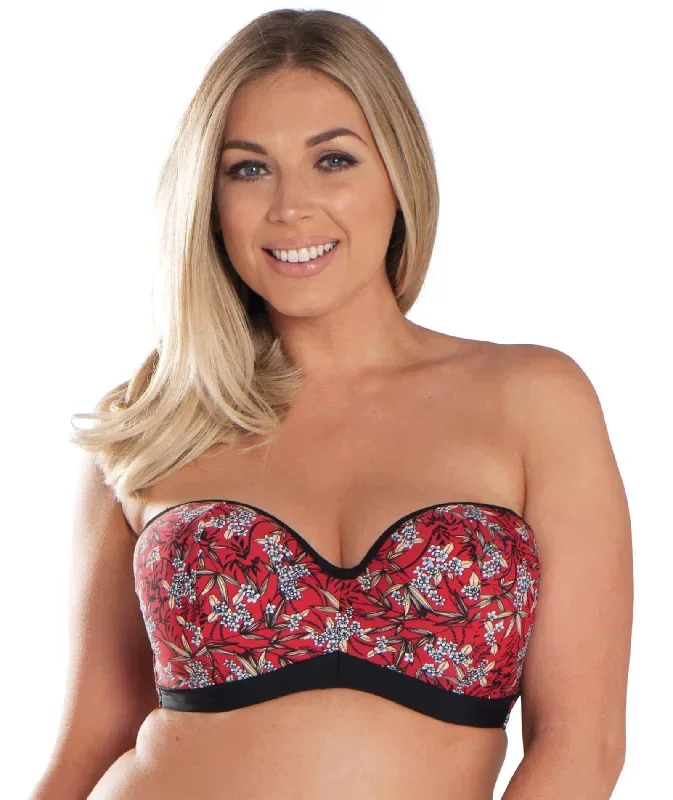 Curvy Kate Maya Bandeau Bikini Top - Red Print