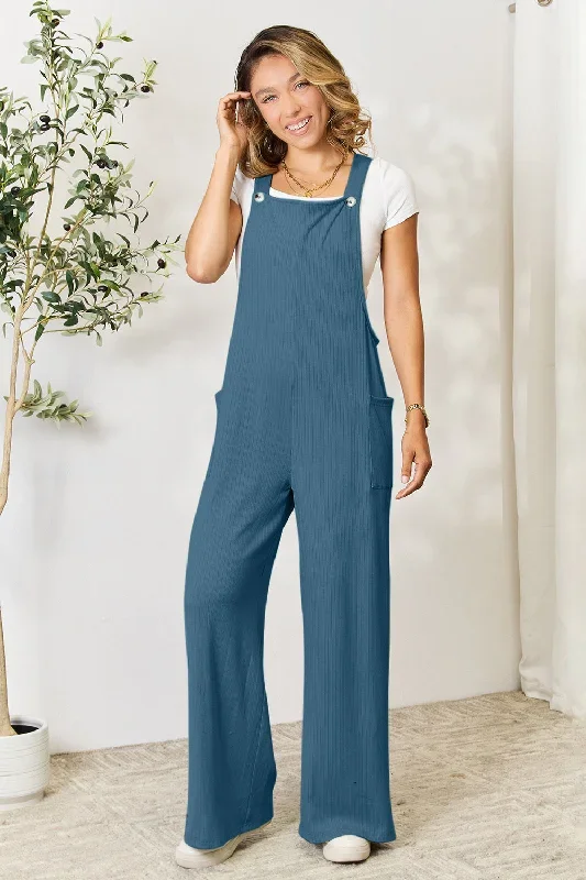 Double Take Plus Size Wide Strap Overall with Pockets