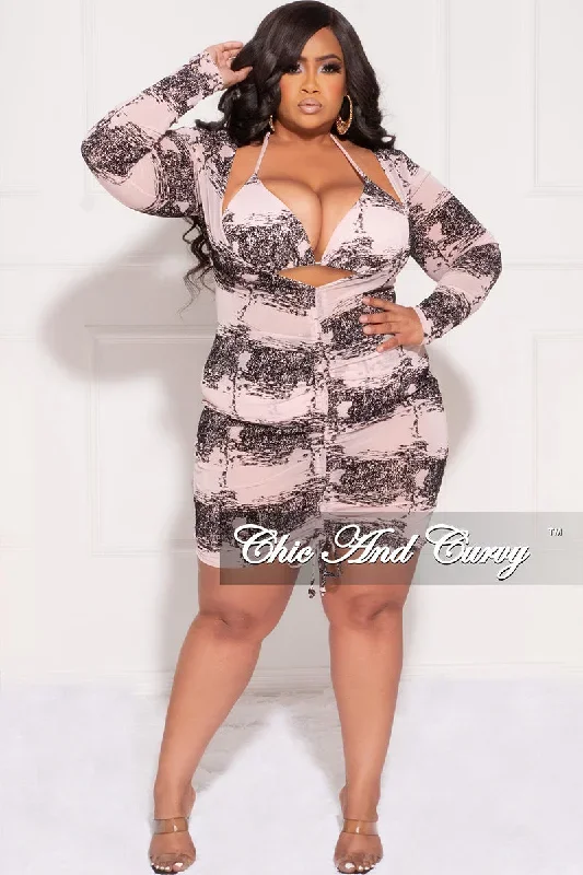 final-sale-plus-size-3pc-bikini-set-with-ruched-cover-up-dress-in-pink-and-black