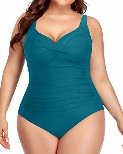 Flattering Twist Front Bathing Suits Women's Plus Size One Piece Swimsuits