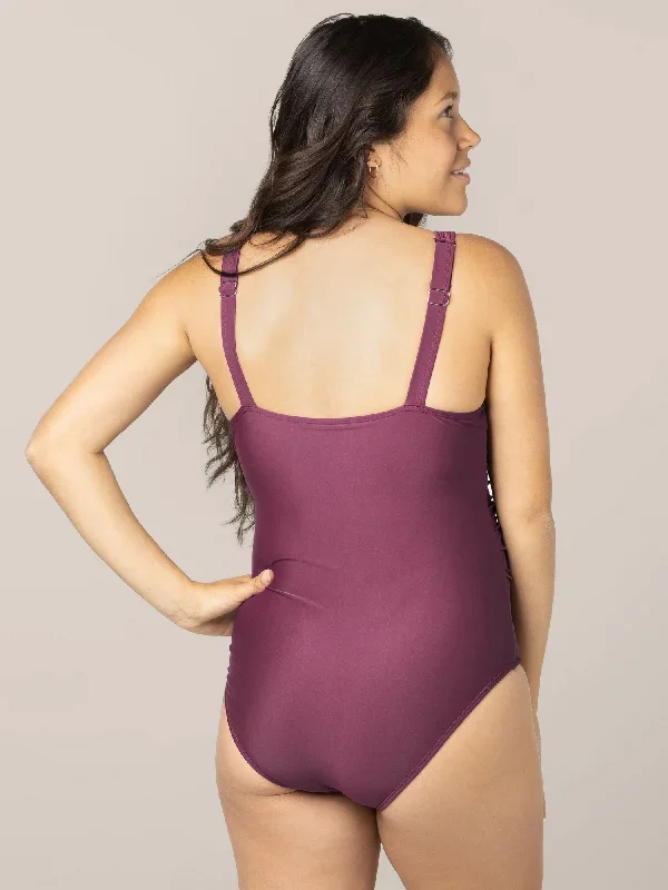 gathered-maternity-one-piece-swimsuit-maroon