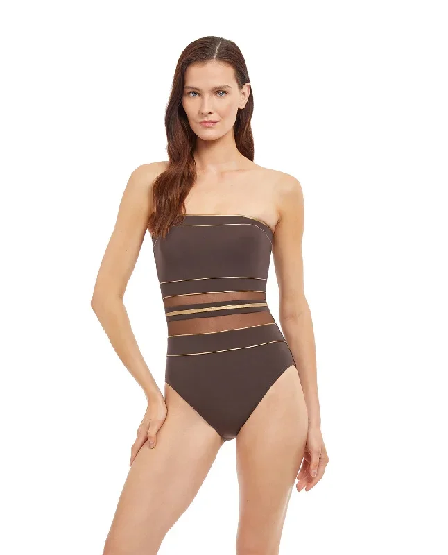 Gottex Onyx Bandeau Strapless One Piece Swimsuit