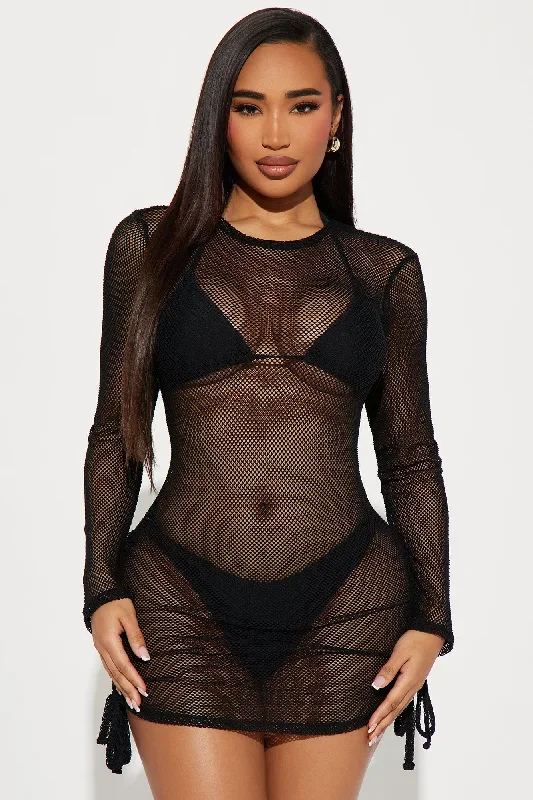 Island Beach Fishnet Cover Up - Black