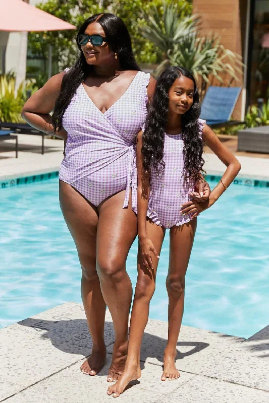 Marina West Swim Plus Size Float On Ruffle Faux Wrap One-Piece in Carnation Pink Mother Daughter Swimwear