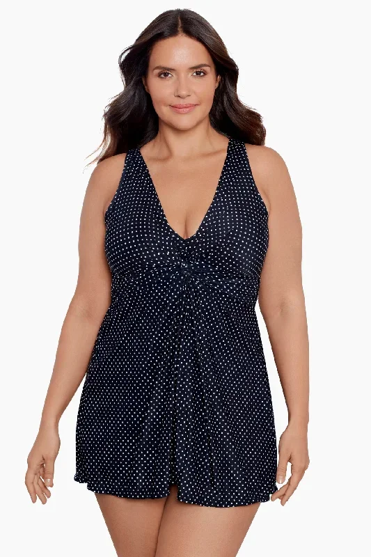 Plus Size Pin Point Marais One Piece Swim Dress