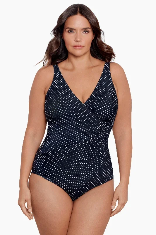 Plus Size Pin Point Oceanus One Piece Swimsuit