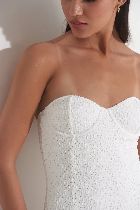 PILPEL CROCHET BANDEAU ONE PIECE  IN WHITE