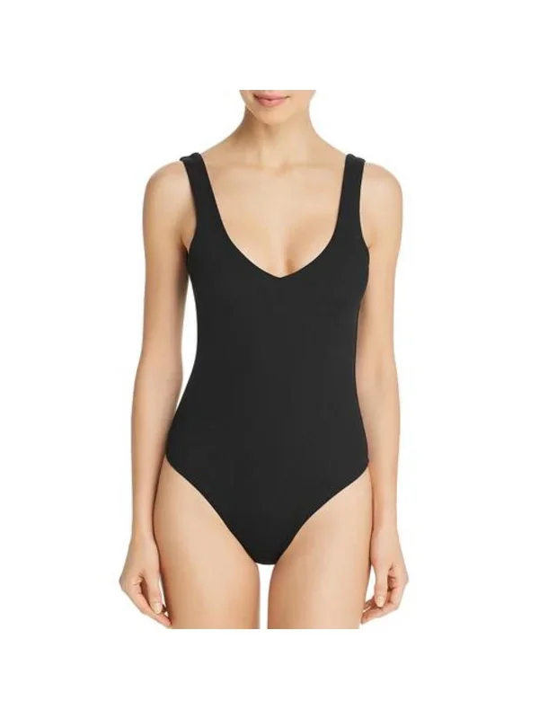 Phoebe Womens One-Shoulder Ribbed One-Piece Swimsuit