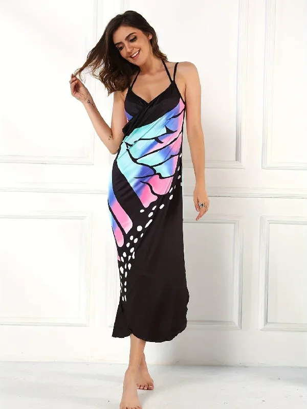 Sunset Vacation Printed Spaghetti Strap Cover Up