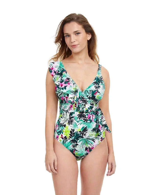 Profile By Gottex Beautiful Day V-Neck Surplice Ruffle One Piece Swimsuit