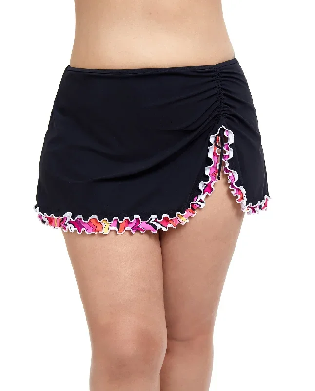 Profile By Gottex Palm Springs Plus Size Side Slit Cinch Swim Skirt