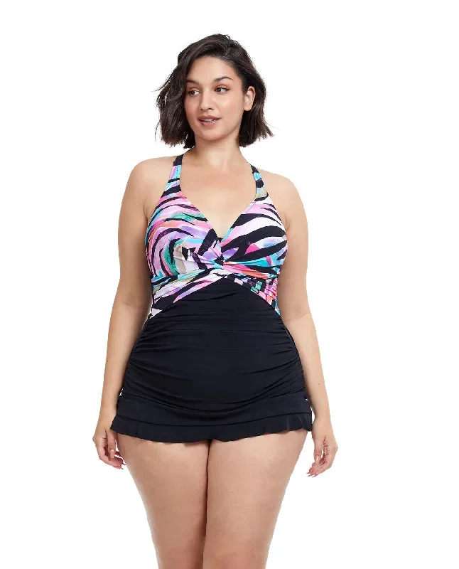 Profile By Gottex Wild Parade Plus Size V-Neck Swimdress