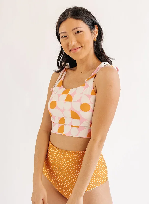 Retro Geo Shoulder-Tie Crop Top