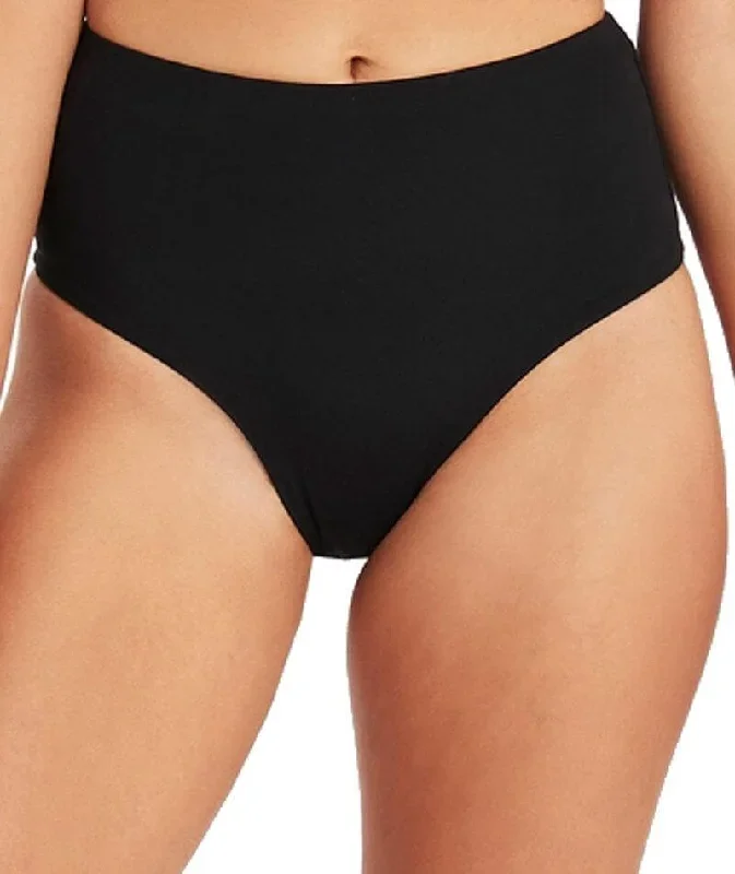 Sea Level Dark Romance Cheeky  High Waist Bikini Brief - Black