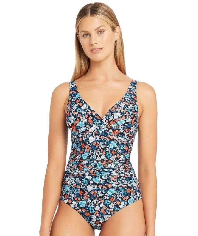 Sea Level Marguerite Cross Front B-DD Cup One Piece Swimsuit - Night Sky