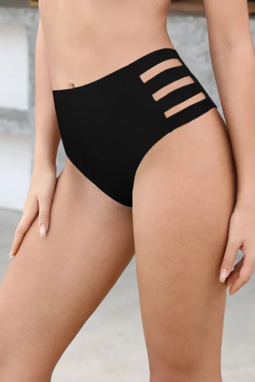 Plus Size Strappy High Waisted Bikini Bottom