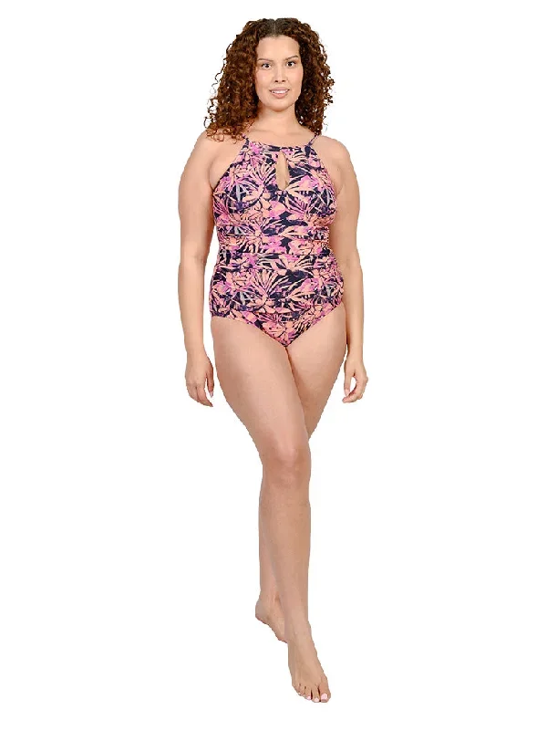 Side shirred one piece swimsuit