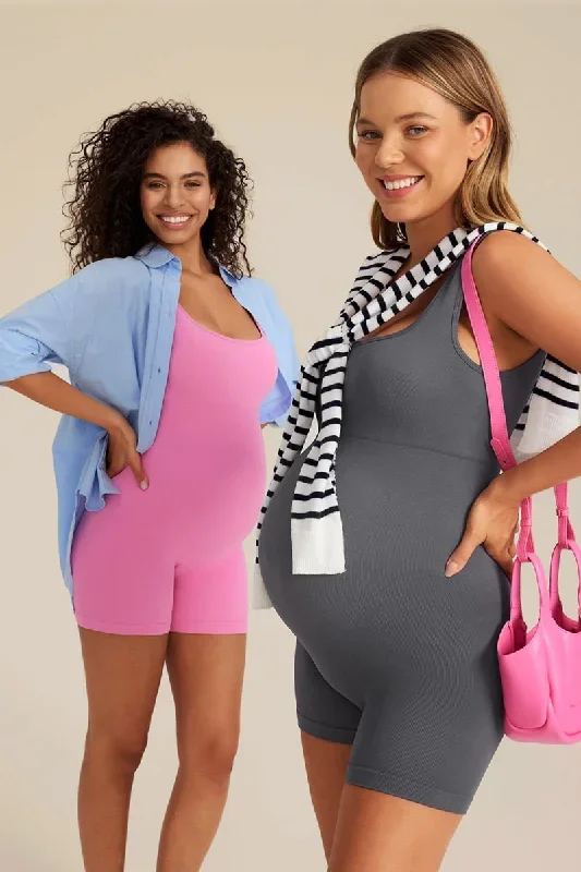 Square Neck Ribbed Sleeveless Maternity Bodysuit