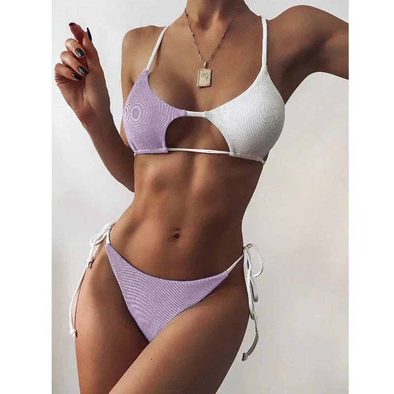 FashionSierra - String Bikini Sexy Push Up High Cut Halter Bikini Sets